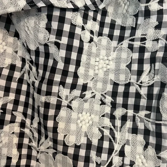 NWT Sezane Black and White Asymmetrical Ruffled Floral Dress - Picture 3 of 8